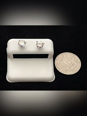 2 CTW Round Moissanite Studs | 925 Sterling Silver | Screw Back Solitaires